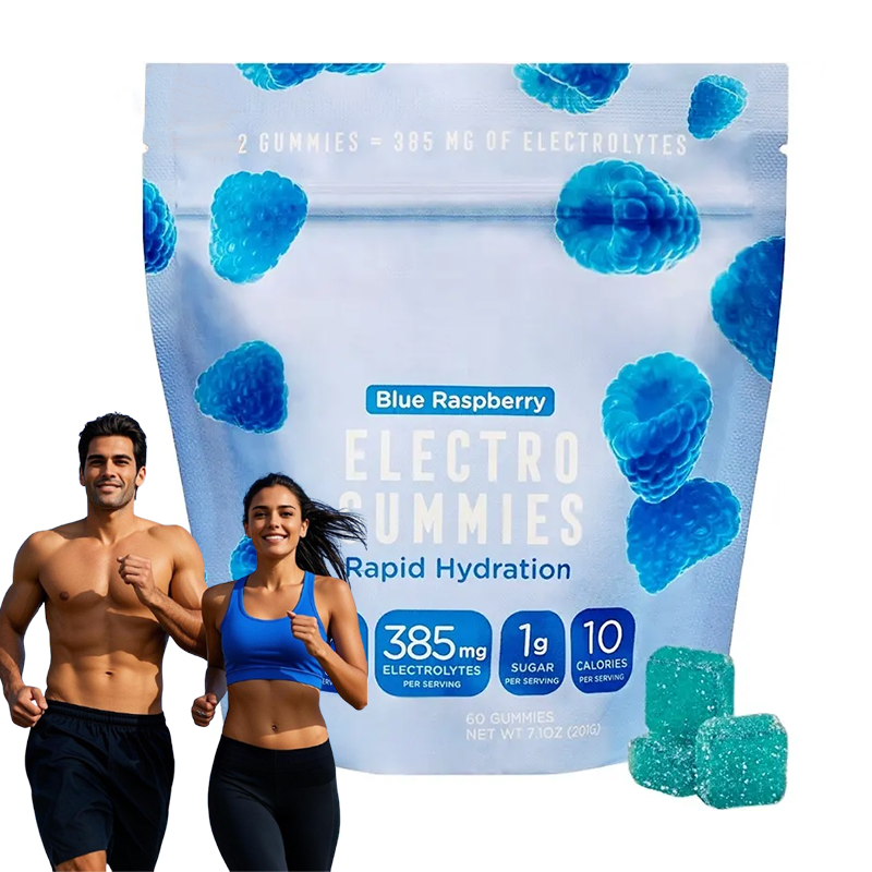 Raspberry Electrolyte Gummy Candy Improves Energy Endurance, Muscle Endurance and Hydration for Adults