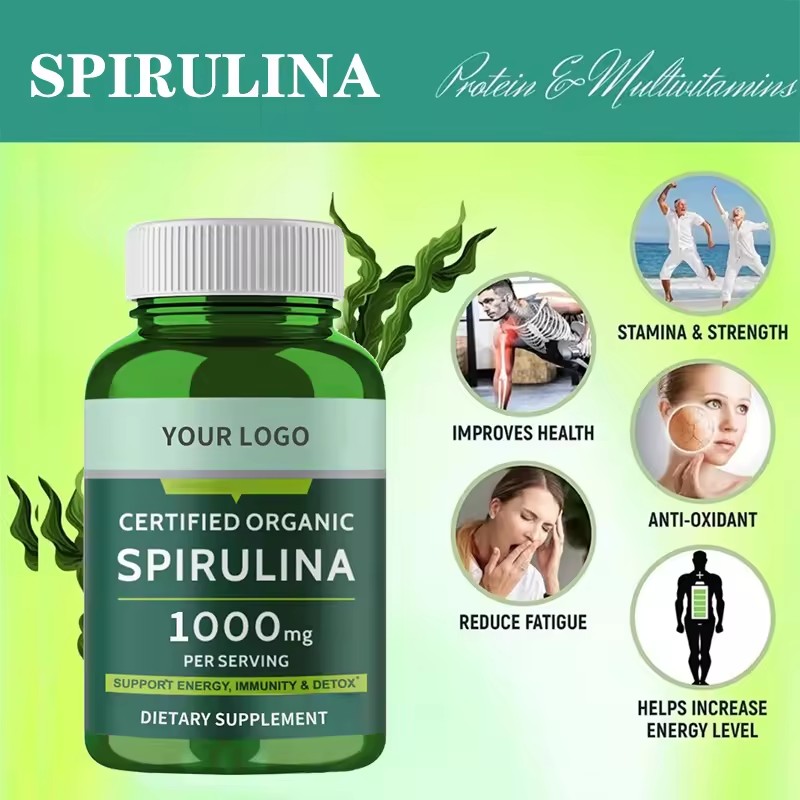 Certified Organic Spirulina 1000mg Capsules - Energy, Immunity & Natural Detox Support