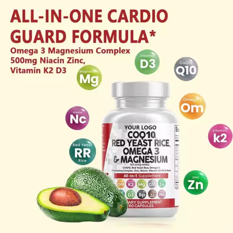 COQ10 Omega 3 All-in-one  Vitamin 10 in 1 Blend Vitamin Minerals Heart Support Antioxidants Multivitamin Capsules