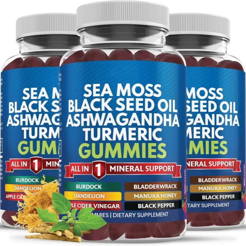 Organic Sea Moss Gummies with Ashwagandha and Lions Mane Immune Support Candy for Adults Not for Pregnant Women