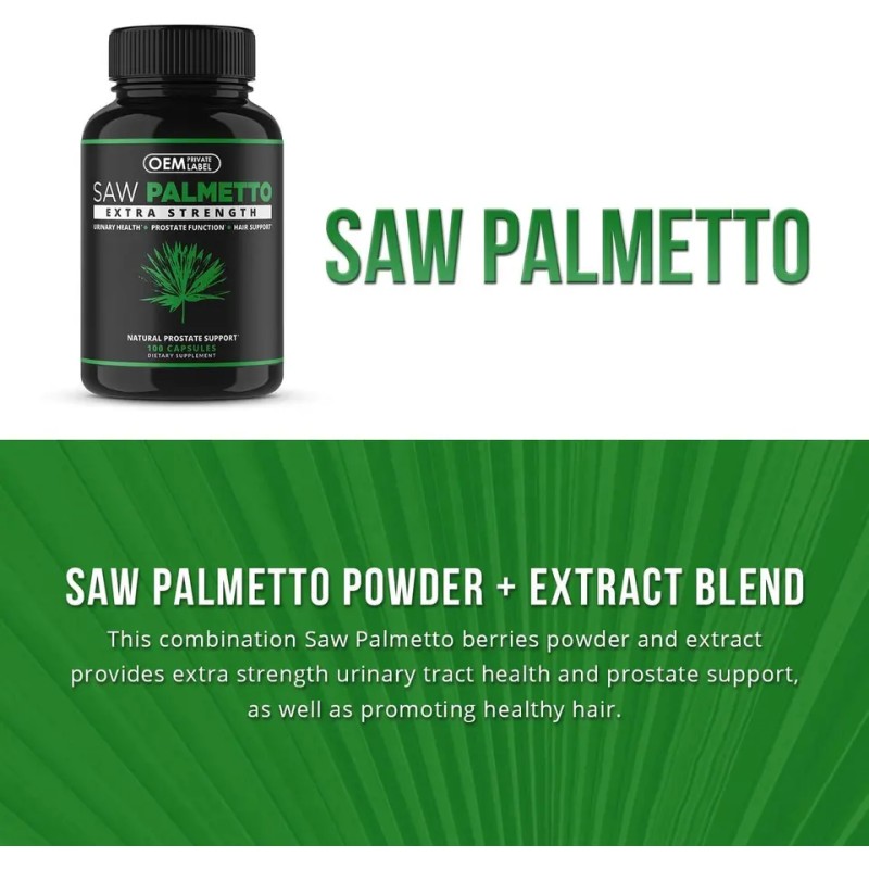 Saw Palmetto Capsules Hair Loss for Men Health Supplement Private Label Prostate Extract Men Saw Palmetto Pills Max Strength