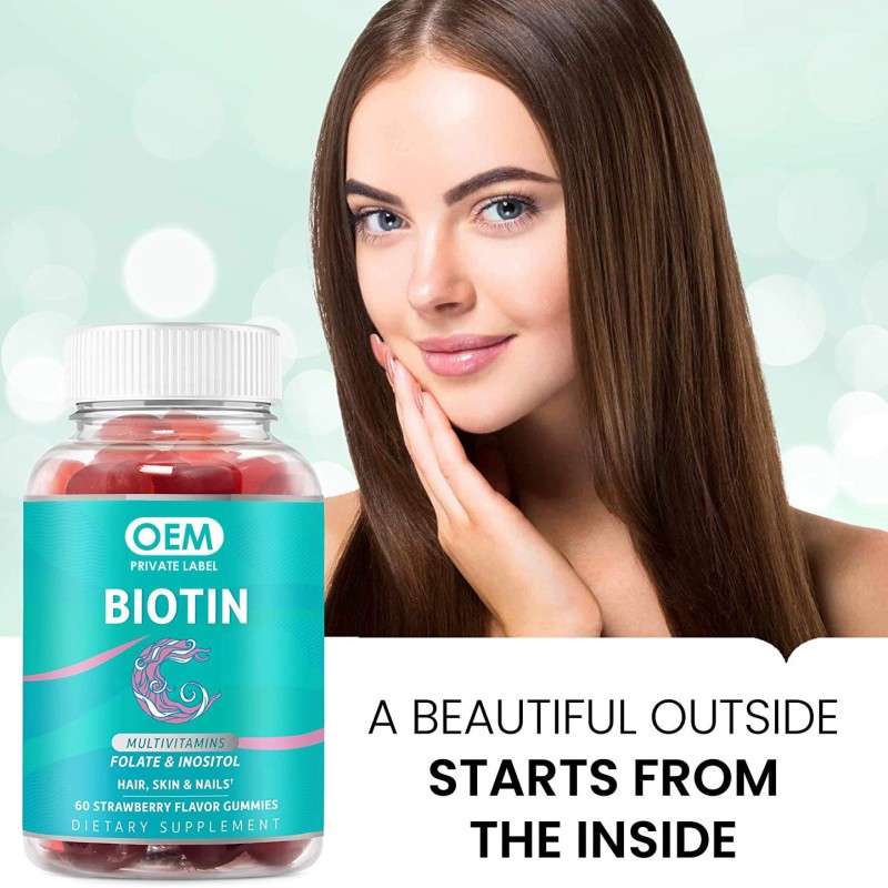 OEM  Hair Vitamins Biotin  with Vitamin C - Low Sugar Herbal Supplements for Hair and Skin for Adults
