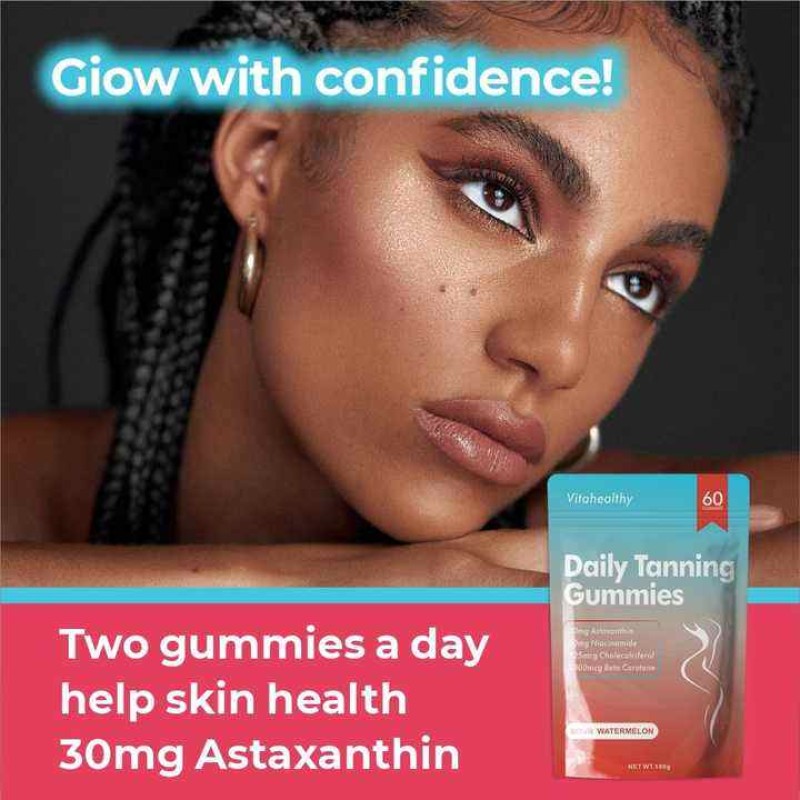 Daily Tanning Soft Candy Natural Tanning Supplement with Astaxanthin, Lycopene and Beta-Carotene Skin Care Beauty Black
