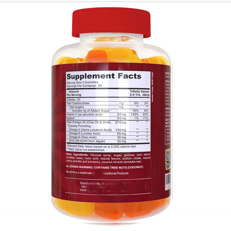 100% Pure Organic Children's Multi-Vitamin DHA Omega 3 6 9 Supporting Brain, Joints, Heart, Eyes, and Immune System