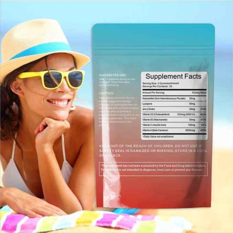 Daily Tanning Soft Candy Natural Tanning Supplement with Astaxanthin, Lycopene and Beta-Carotene Skin Care Beauty Black