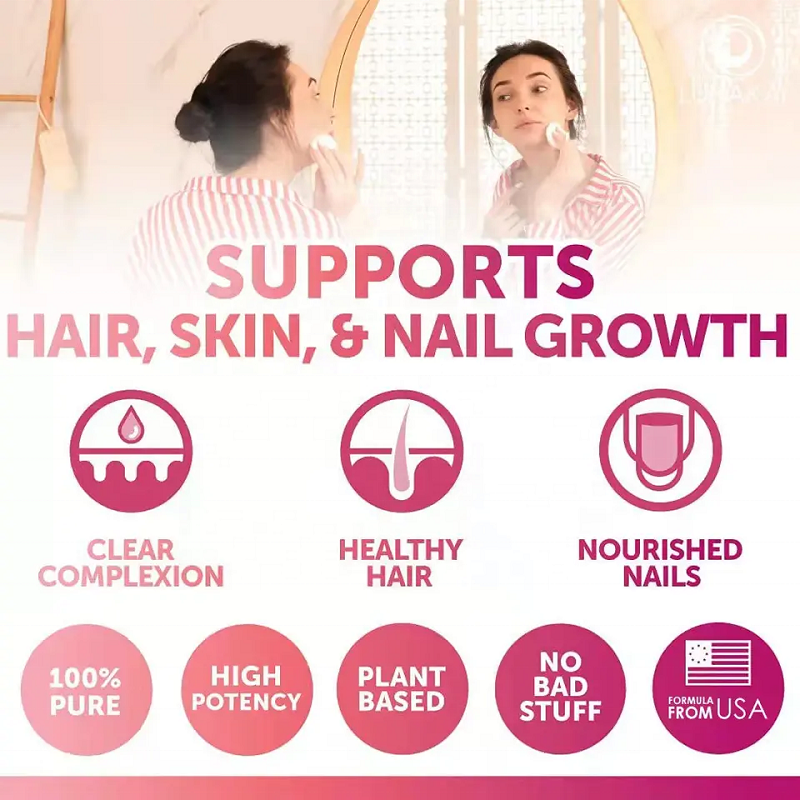 Hair Vitamin Gummy for Normal Hair and Nail Growth, Containing Vegetarian Vitamins C, B12, Biotin, Zinc