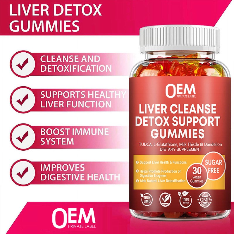 OEM  Pure Natural Organic Sugar-Free Liver Detox Gummies with Milk Thistle Herbal Supplements