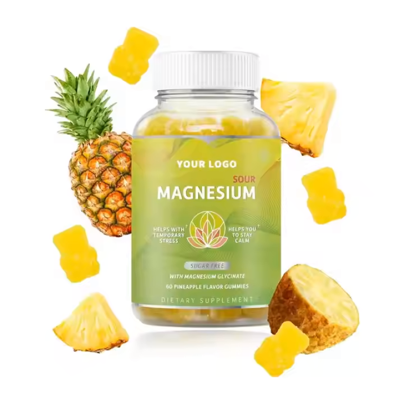 OEM Calcium Magnesium Zinc Gummies Supplement for Stress Relief & Sleep Support - Sugar Free Pineapple Gummies for Kids & Adults