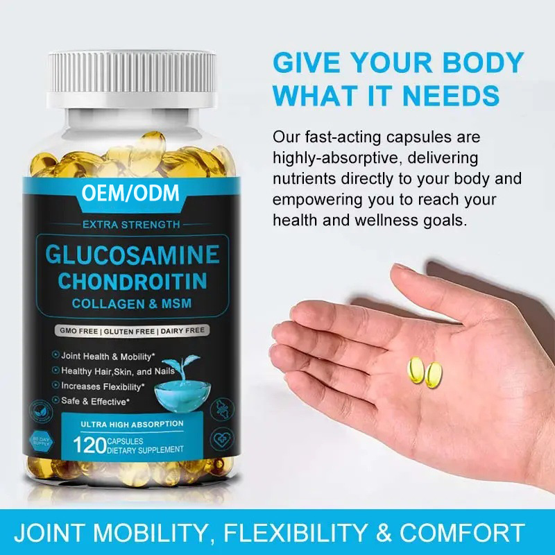 Vegetarian Glucosamine Chondroitin MSM Soft Capsules Turmeric Vitamin Supplement for Joint Elasticity Not for Newborns