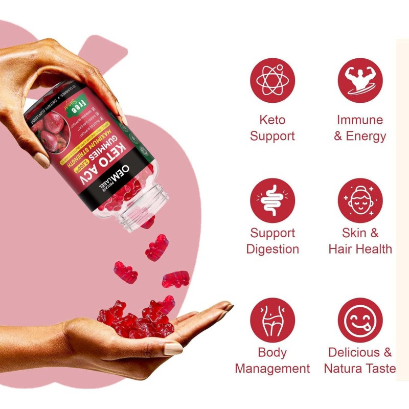 OEM Premium Keto ACV Gummies - Apple Cider Vinegar for Weight Management & Flat Tummy