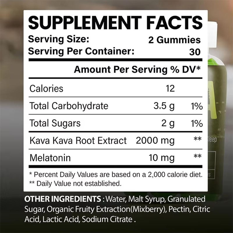 OEM/ODM Private Labels Natural Herbal Extract Gummy Kava Gummies Deep Sleep and Stress Relief for Adults