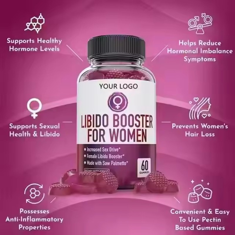 Natural Libido Booster Gummies with Saw Palmetto Women Healthcare Supplement for Enhanced Vitality Hormonal Balance