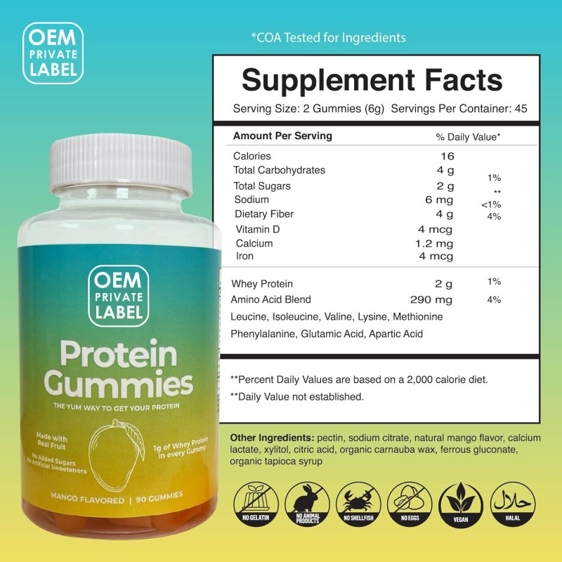 Protein Gummies with Whey Protein and Essential Amino Acids-sugar-free, Vegetarian-friendly Training Snacks