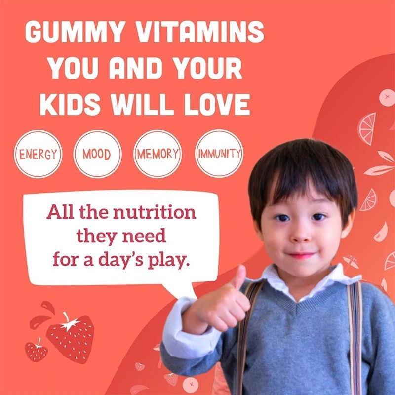 Plant-Based Strawberry Gummy Multivitamins for Kids and Teenagers Immunity System Bear Gummies for Newborns