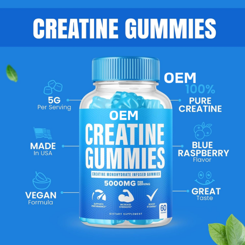 OEM 5g Creatine Monohydrate Gummies for Muscle Growth - Pre Workout Energy Booster, Sugar-Free Chewable