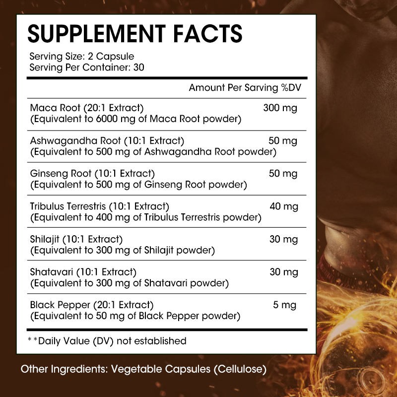 Maca Root Softgels for Men - Energy & Cognitive Booster with High-Potency Peruvian Maca Concentrate
