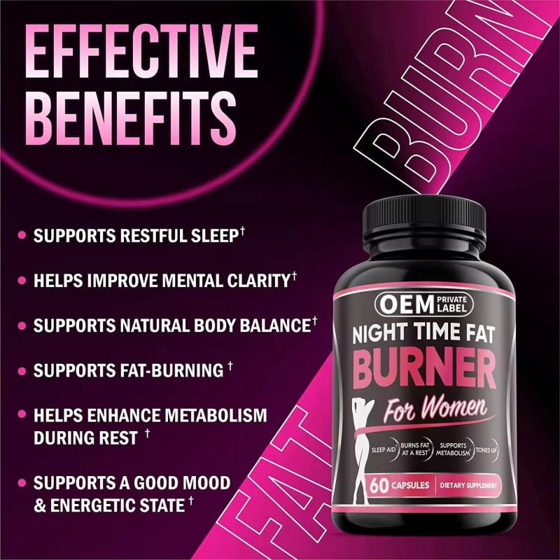 Professional Night Fat Burner Capsules with Green Tea & L-Carnitine - Boost Metabolism, Suppress Appetite for Women