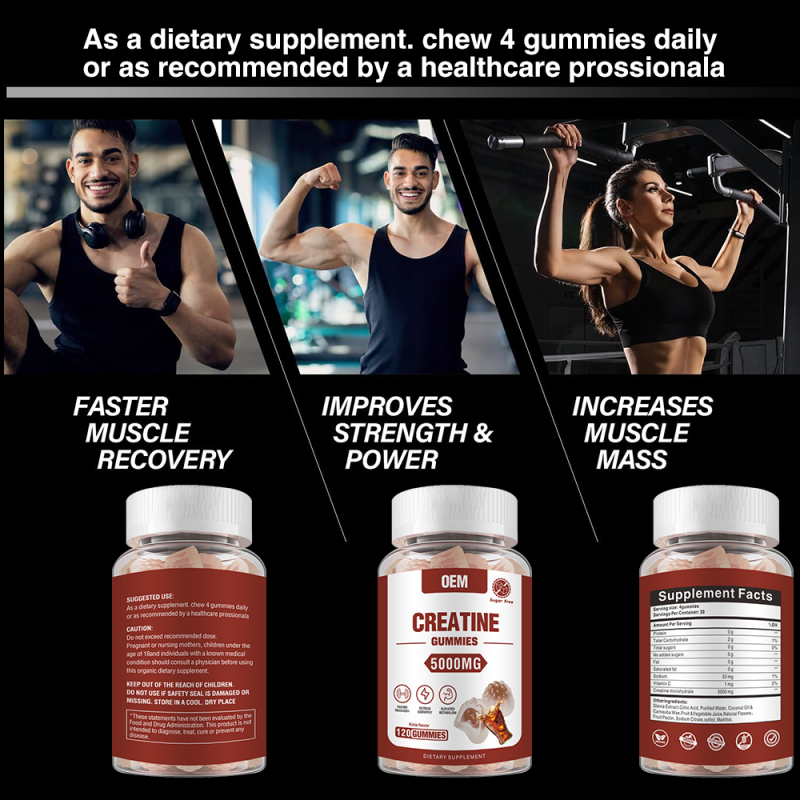 Sugar-Free Creatine Gummies 5000mg - Pre Workout Supplement with Creatine Monohydrate
