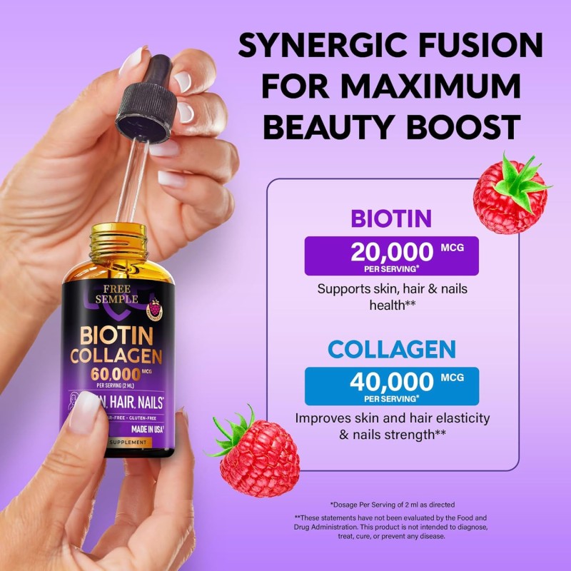 Collagen Liquid Drops for Men and Women Skin Nails Hair Care Sugar-free Collagen Supplement with Vitamin C