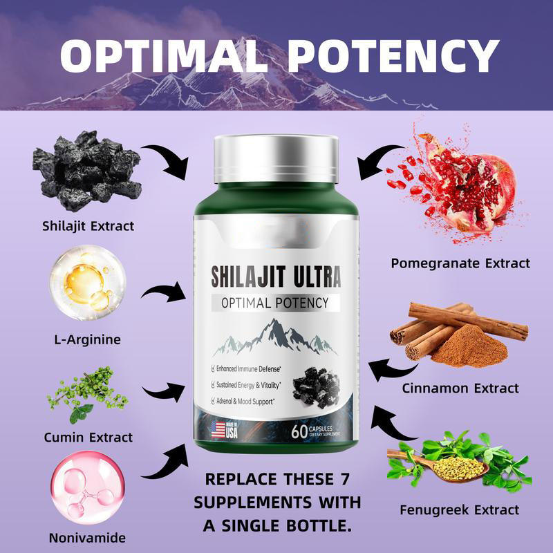 Hot Sale Premium Shilajit Capsules - 60 Capsules, Free Shipping, Wholesale Factory Direct for Adults