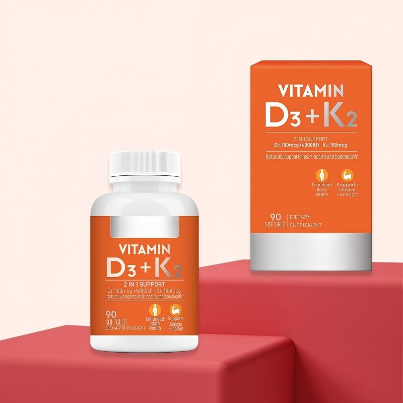 Vitamin D3 K2 Soft Capsules Support Heart Immune Health Supplement Vegan Bone Health Cardiovascular protection