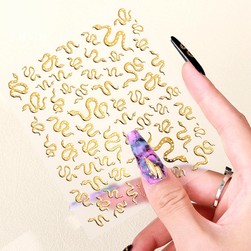 3D Nail Stickers Supplier - Factory Price 4 Sheets Gold Flower