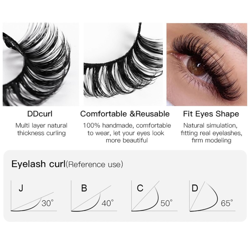 Vegan Faux Mink Lashes Supplier - 20 Pairs D Curl Russian Volume
