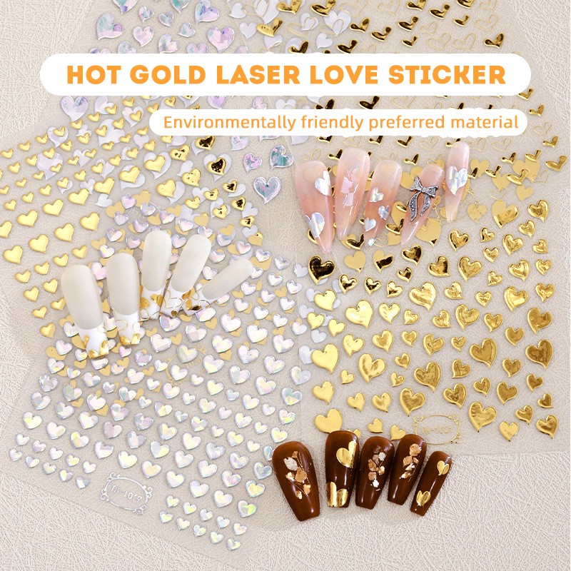 3D Nail Stickers Supplier - Factory Price 4 Sheets Gold Flower