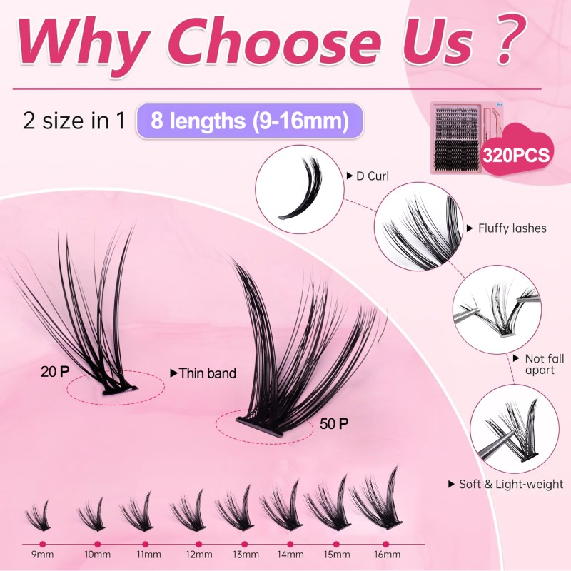 Cluster Lashes Wholesale Factory - 168pcs 320pcs Private Label DIY