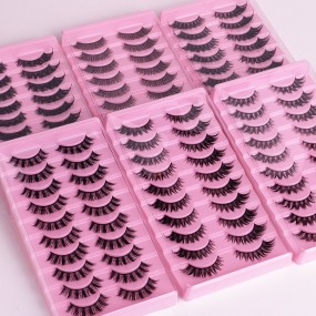 Cat Eye Lash Strips Supplier - 10 Pairs Faux Mink 6D Natural