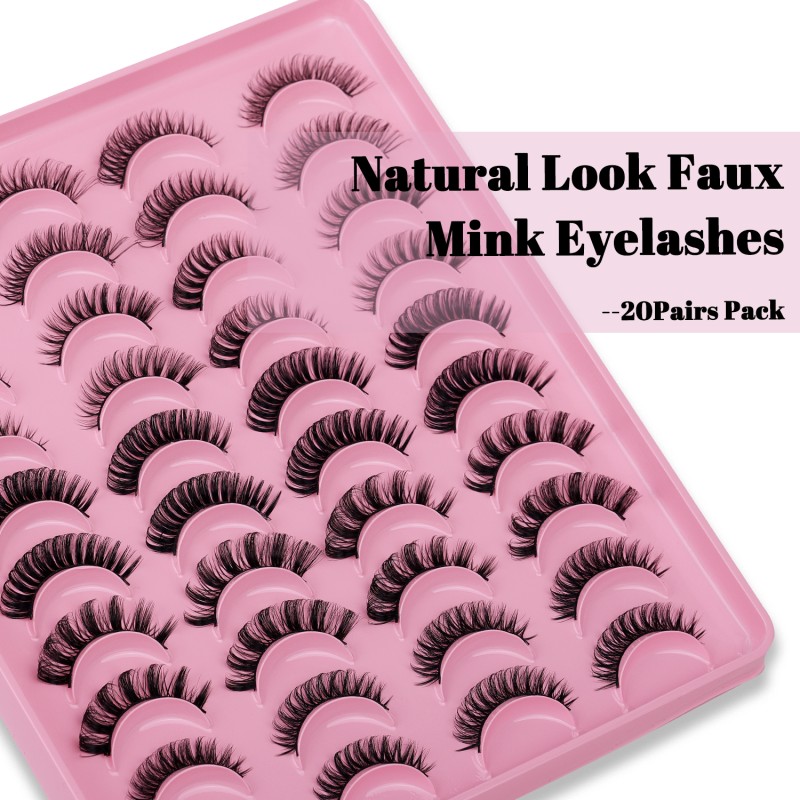 Vegan Faux Mink Lashes Supplier - 20 Pairs D Curl Russian Volume