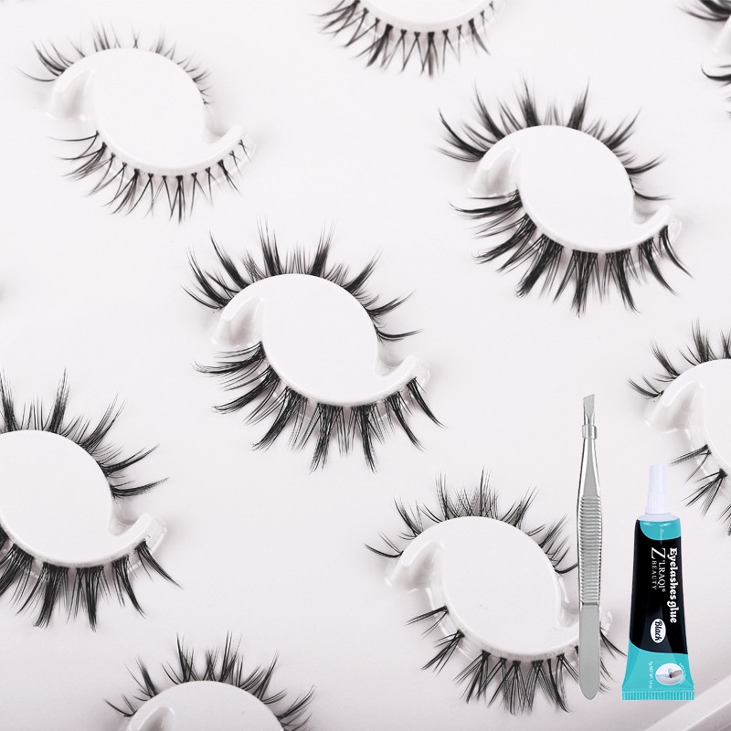 Manga False Eyelashes Manufacturer - Natural Short 3D Clear Band