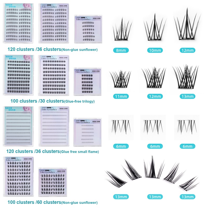 DIY Press on Lashes Manufacturer - Custom Logo Self Adhesive Clusters