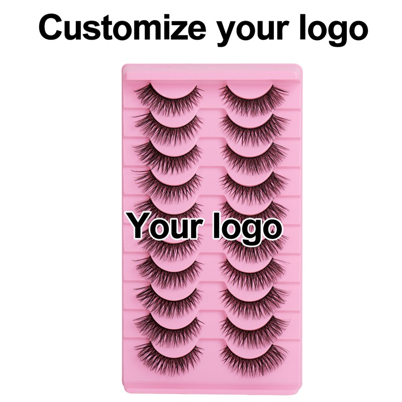 Cat Eye Lash Strips Supplier - 10 Pairs Faux Mink 6D Natural