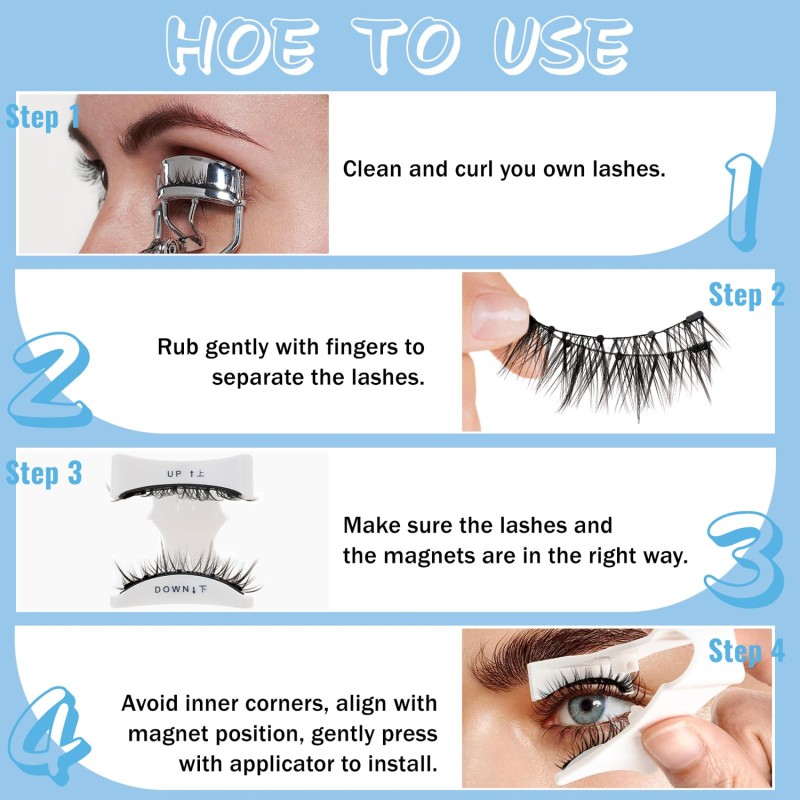 Magnetic Eyelash Set Factory - 2 Pairs Customize With Mirror Clip
