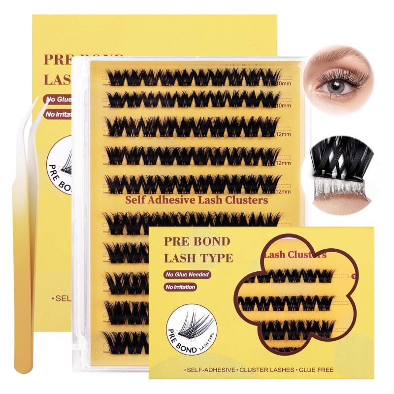 Self Adhesive Cluster Lash Factory - Pre Bond Technology Mix Curl