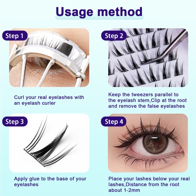 DIY Press on Lashes Manufacturer - Custom Logo Self Adhesive Clusters