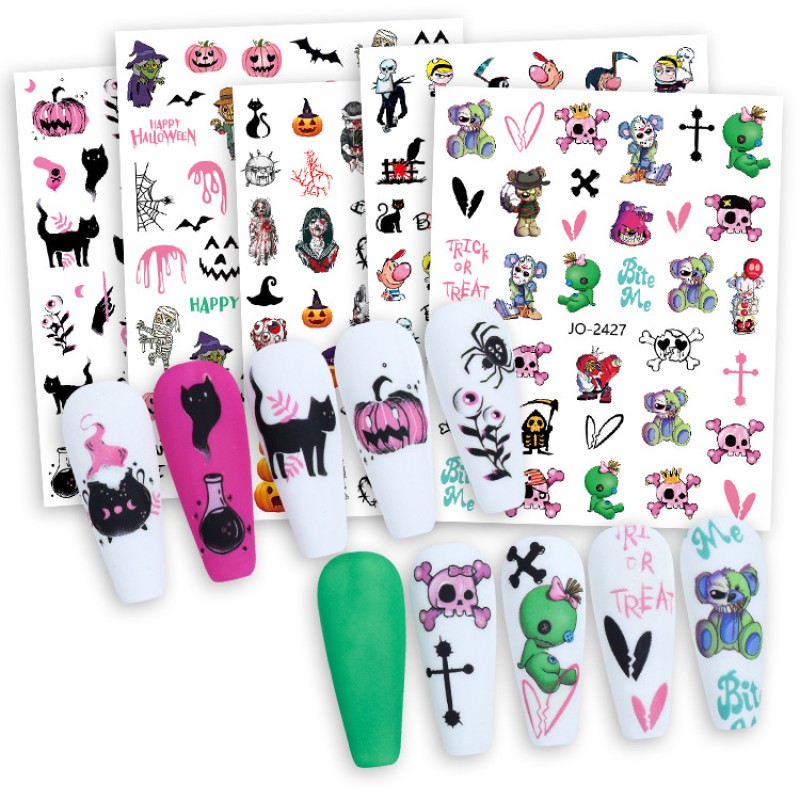 Halloween Nail Stickers Supplier - 5D 12 Style Designer 3D Luxury Decals Wholesale