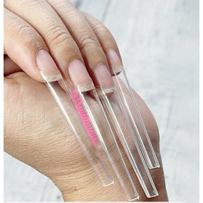 Nail Art Tips Manufacturer - 500Pcs Straight French No C Curve Clear Coffin Square Tips