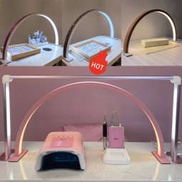 LED Nail Lamp Supplier - Custom Logo Pink Rhinestone Half Moon Slim-Line Table Lamp