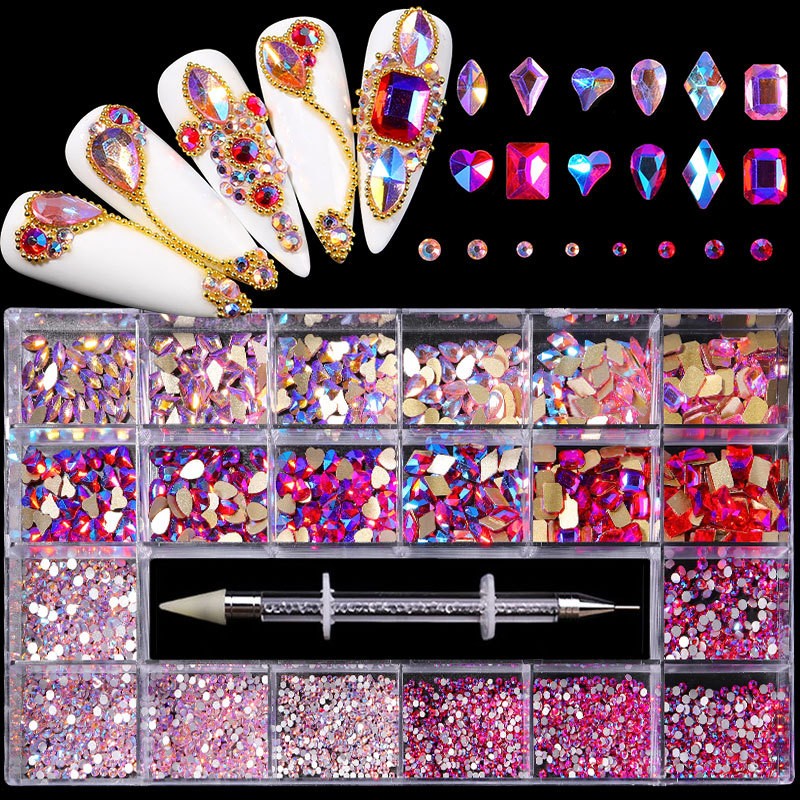 Nail Rhinestone Box Factory - New Fashion 3100pcs Crystal AB Rainbow Mix Shape Diamond