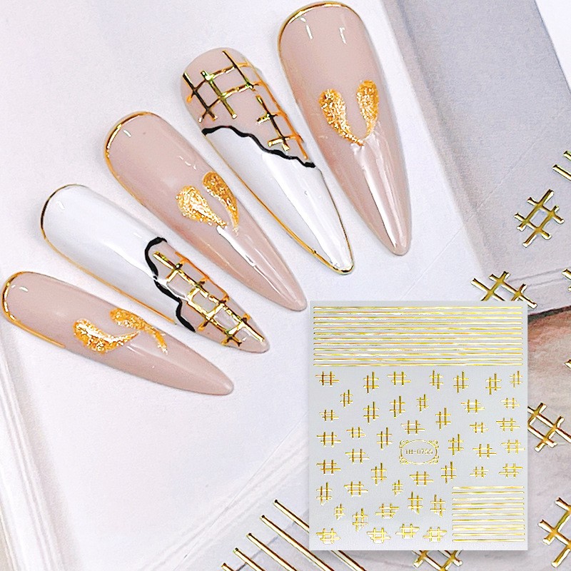 3D Nail Stickers Factory - Hot Sale Mixed Design Metal Flower Gold Heart DIY Accessories