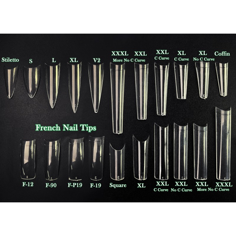 Nail Tips Factory - Newest 500pcs XXL Stiletto Coffin No C Curve Flat False Nail Tips