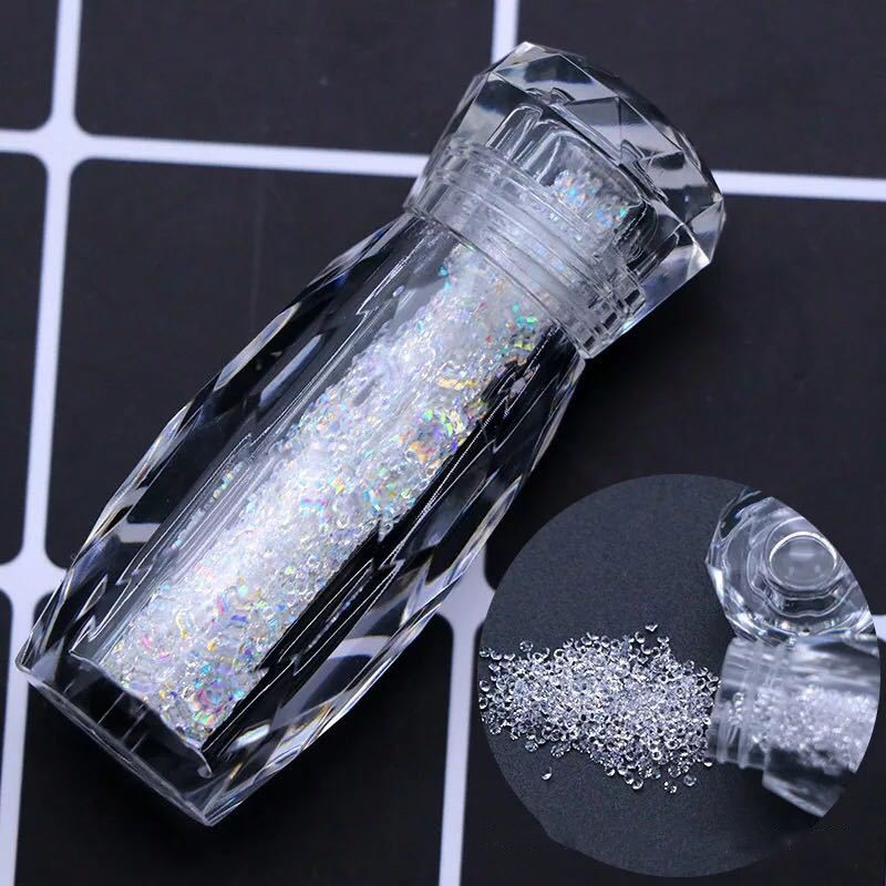 Crystal Nail Decals Factory - Pixie Dust Beads 3D Diamond Jewelry Round Shape Bottle