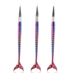 Nail Art Pen Supplier - 3 Size Mermaid Type Nylon Hair 3D Carved Painting Pen