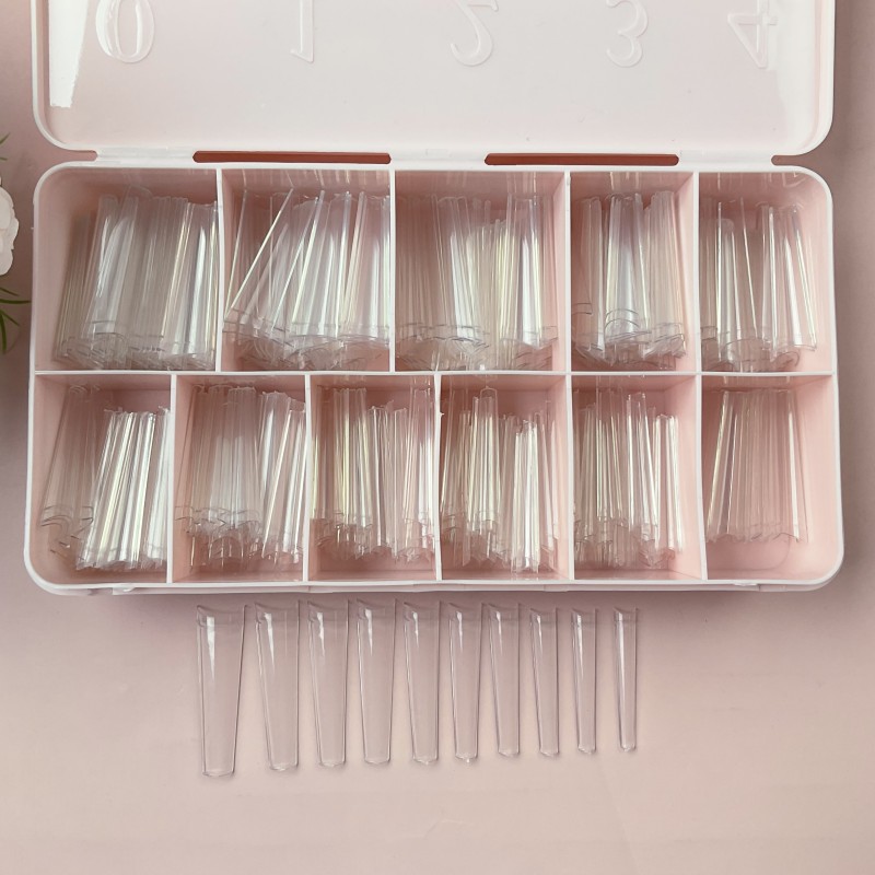 Nail Art Tips Supplier - Artificial Square French Tapered Coffin No C Curve False Nail Tips