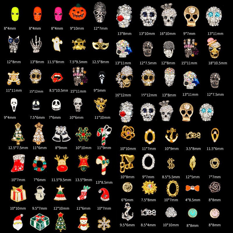 3D Nail Decoration Supplier - High Quality Skull Rhinestone Diamond Stickers Metal Crystal