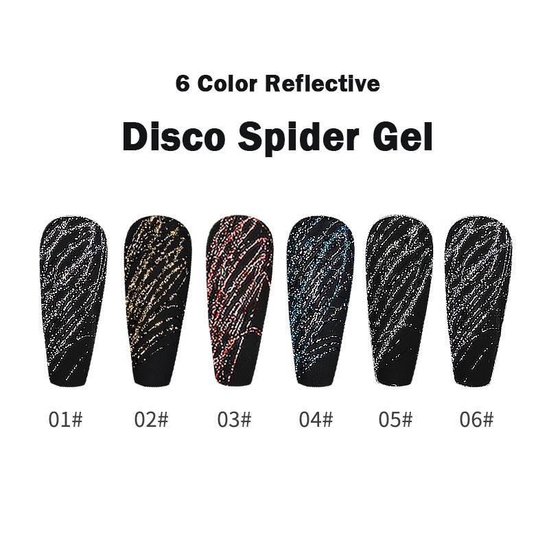 Glitter Gel Liner Manufacturer - Private Label Reflective Flash Disco Spider UV Gel 6 Color