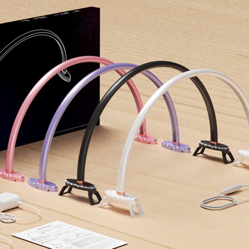 Half-Moon LED Arch Lamp Supplier - Newest Mini Medium Big Three-Color Infinitely Table Lamp