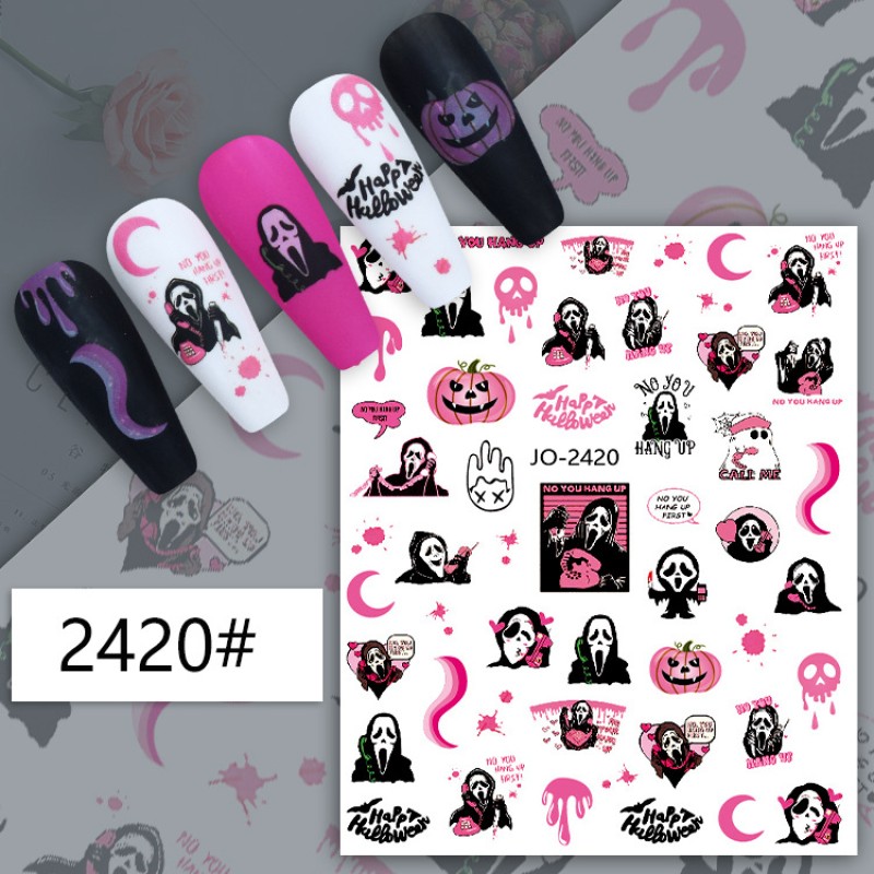 Halloween Nail Stickers Supplier - 5D 12 Style Designer 3D Luxury Decals Wholesale